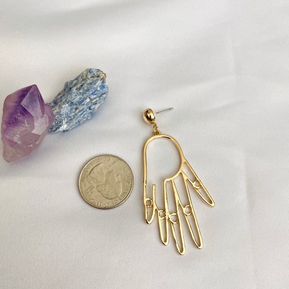 Hands Shape Gold Drop Earrings - Picture 3 of 6